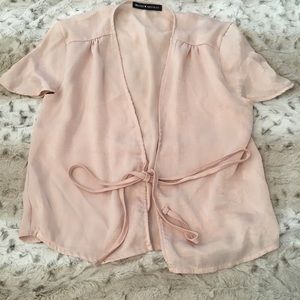 Brandy Melville satin tie up shirt